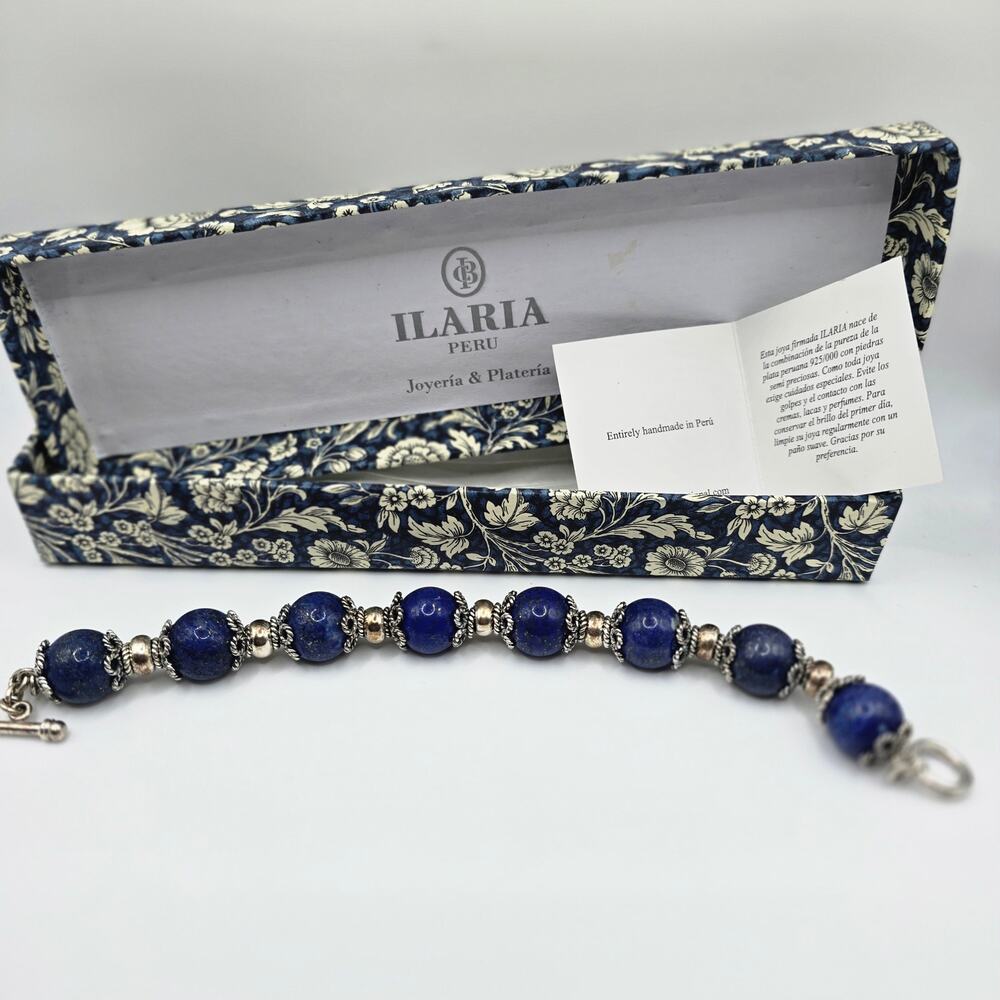 Ilaria Peru 925 Sterling Silver Lapis Lazuli Bracelet Boxed
